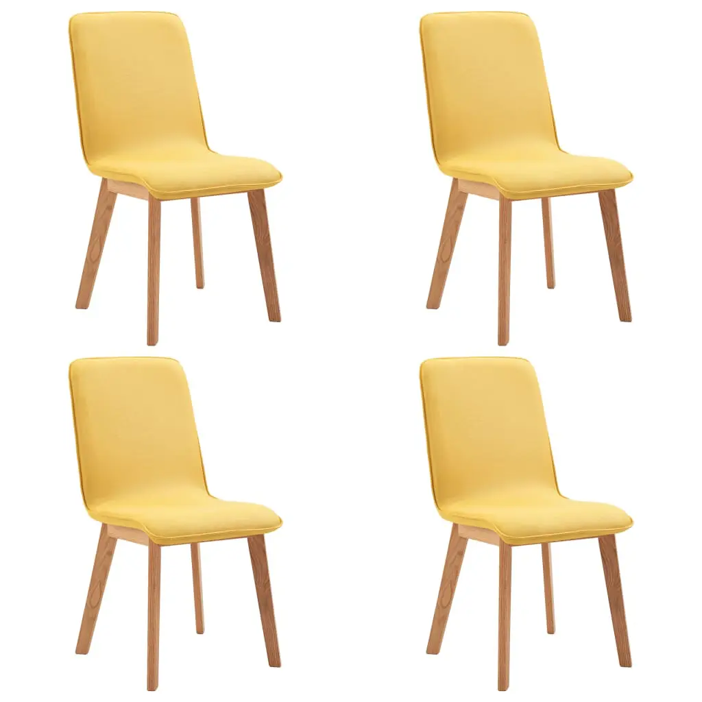 vidaXL Dining Chairs 4 pcs Yellow Fabric