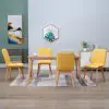vidaXL Dining Chairs 4 pcs Yellow Fabric vidaXL Dining Chairs 4 pcs Yellow Fabric