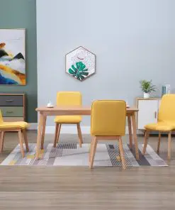 vidaXL Dining Chairs 4 pcs Yellow Fabric