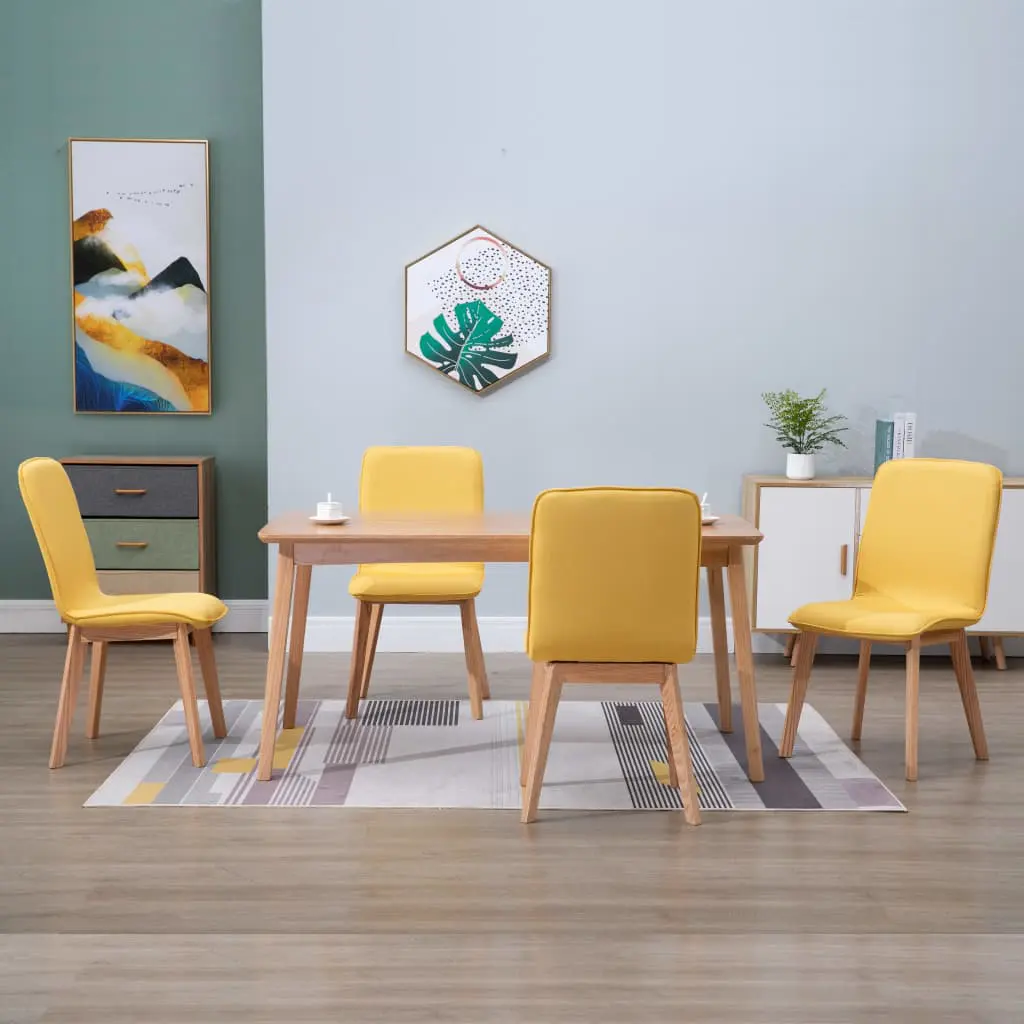 vidaXL Dining Chairs 4 pcs Yellow Fabric