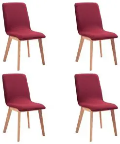 vidaXL Dining Chairs 4 pcs Red Fabric