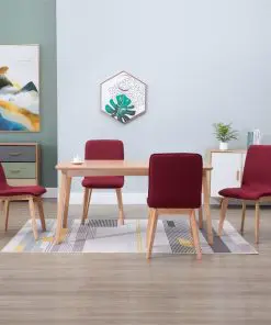 vidaXL Dining Chairs 4 pcs Red Fabric