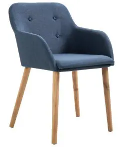 vidaXL Dining Chairs 2 pcs Blue Fabric and Solid Oak Wood