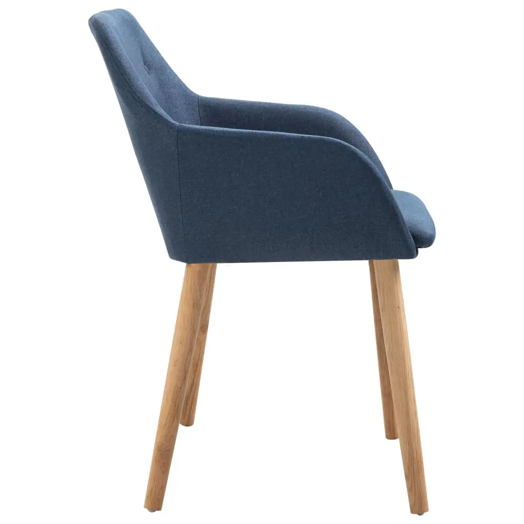 vidaXL Dining Chairs 2 pcs Blue Fabric and Solid Oak Wood