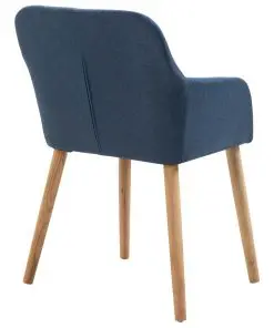 vidaXL Dining Chairs 2 pcs Blue Fabric and Solid Oak Wood