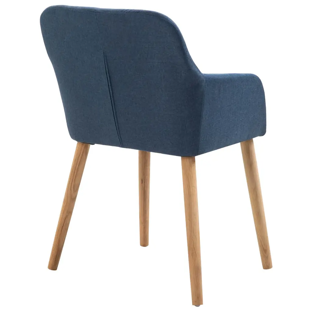vidaXL Dining Chairs 2 pcs Blue Fabric and Solid Oak Wood