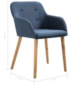 vidaXL Dining Chairs 2 pcs Blue Fabric and Solid Oak Wood