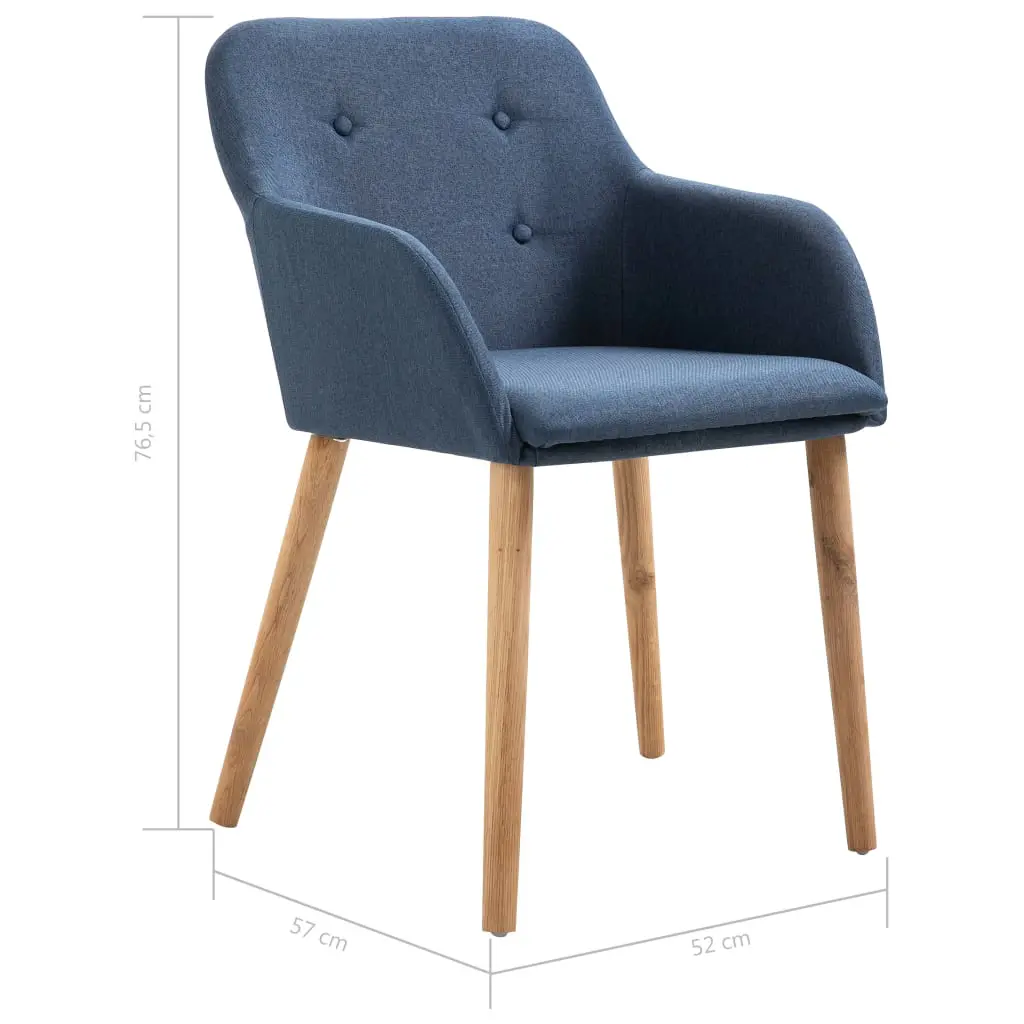 vidaXL Dining Chairs 2 pcs Blue Fabric and Solid Oak Wood
