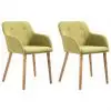 vidaXL Dining Chairs 2 pcs Green Fabric and Solid Oak Wood