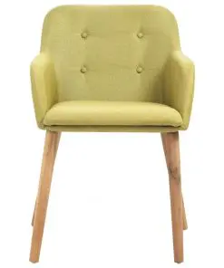 vidaXL Dining Chairs 2 pcs Green Fabric and Solid Oak Wood