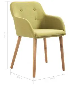 vidaXL Dining Chairs 2 pcs Green Fabric and Solid Oak Wood