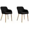 vidaXL Dining Chairs 2 pcs Black Fabric and Solid Oak Wood