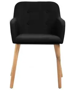vidaXL Dining Chairs 2 pcs Black Fabric and Solid Oak Wood