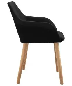 vidaXL Dining Chairs 2 pcs Black Fabric and Solid Oak Wood