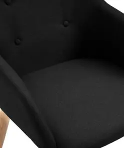 vidaXL Dining Chairs 2 pcs Black Fabric and Solid Oak Wood