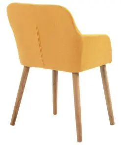 vidaXL Dining Chairs 2 pcs Yellow Fabric and Solid Oak Wood
