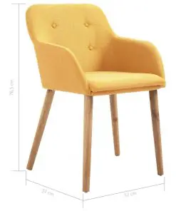 vidaXL Dining Chairs 2 pcs Yellow Fabric and Solid Oak Wood