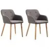 vidaXL Dining Chairs 2 pcs Taupe Fabric and Solid Oak Wood