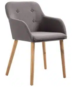 vidaXL Dining Chairs 2 pcs Taupe Fabric and Solid Oak Wood