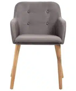 vidaXL Dining Chairs 2 pcs Taupe Fabric and Solid Oak Wood