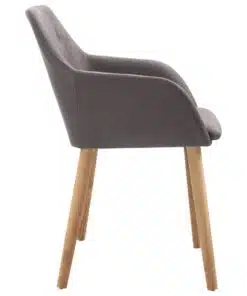 vidaXL Dining Chairs 2 pcs Taupe Fabric and Solid Oak Wood