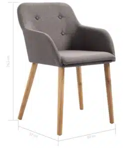 vidaXL Dining Chairs 2 pcs Taupe Fabric and Solid Oak Wood