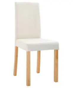 vidaXL Dining Chairs 2 pcs Cream Faux Leather