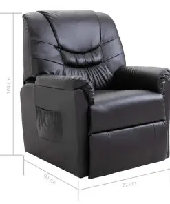 vidaXL Reclining Chair Black Faux Leather