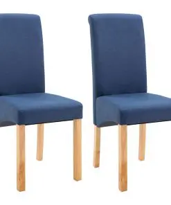 vidaXL Dining Chairs 2 pcs Blue Fabric
