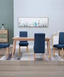 vidaXL Dining Chairs 4 pcs Blue Fabric