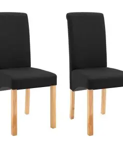 vidaXL Dining Chairs 2 pcs Black Fabric
