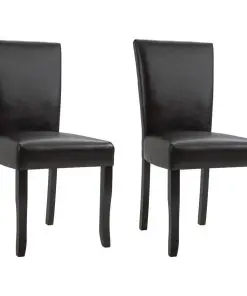 vidaXL Dining Chairs 2 pcs Dark Brown Faux Leather