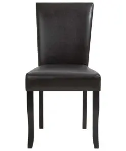 vidaXL Dining Chairs 2 pcs Dark Brown Faux Leather