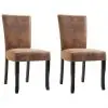 vidaXL Dining Chairs 2 pcs Brown Faux Suede Leather vidaXL Dining Chairs 2 pcs Brown Faux Suede Leather