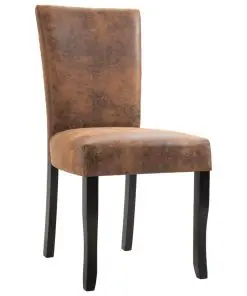 vidaXL Dining Chairs 2 pcs Brown Faux Suede Leather