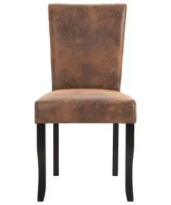 vidaXL Dining Chairs 2 pcs Brown Faux Suede Leather