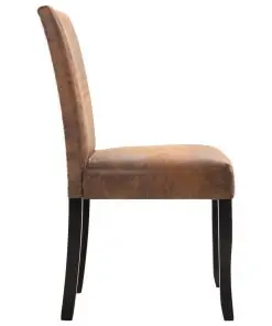vidaXL Dining Chairs 2 pcs Brown Faux Suede Leather