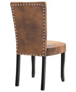 vidaXL Dining Chairs 2 pcs Brown Faux Suede Leather