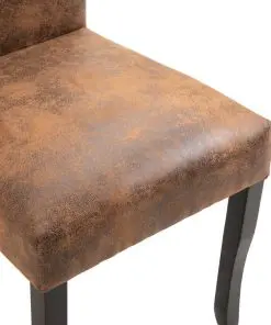 vidaXL Dining Chairs 2 pcs Brown Faux Suede Leather