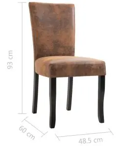 vidaXL Dining Chairs 2 pcs Brown Faux Suede Leather