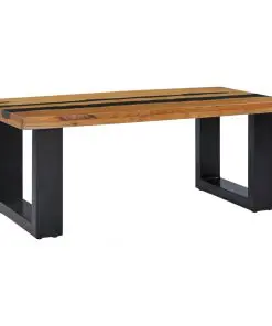 vidaXL Coffee Table 100x50x40 cm Solid Teak Wood and Lava Stone