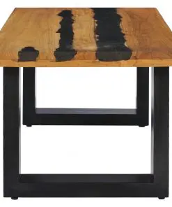 vidaXL Coffee Table 100x50x40 cm Solid Teak Wood and Lava Stone