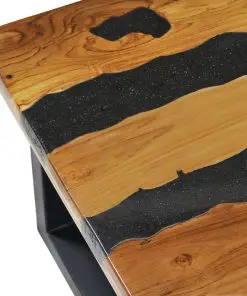 vidaXL Coffee Table 100x50x40 cm Solid Teak Wood and Lava Stone