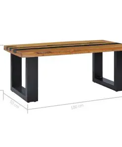 vidaXL Coffee Table 100x50x40 cm Solid Teak Wood and Lava Stone