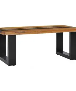 vidaXL Coffee Table 100x50x40 cm Solid Teak Wood and Lava Stone
