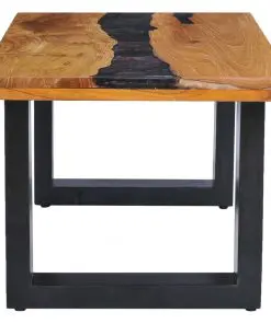 vidaXL Coffee Table 100x50x40 cm Solid Teak Wood and Polyresin