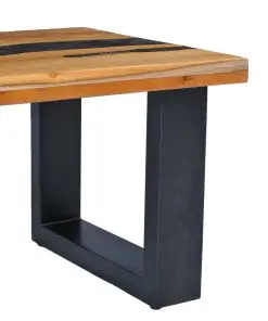 vidaXL Coffee Table 100x50x40 cm Solid Teak Wood and Polyresin
