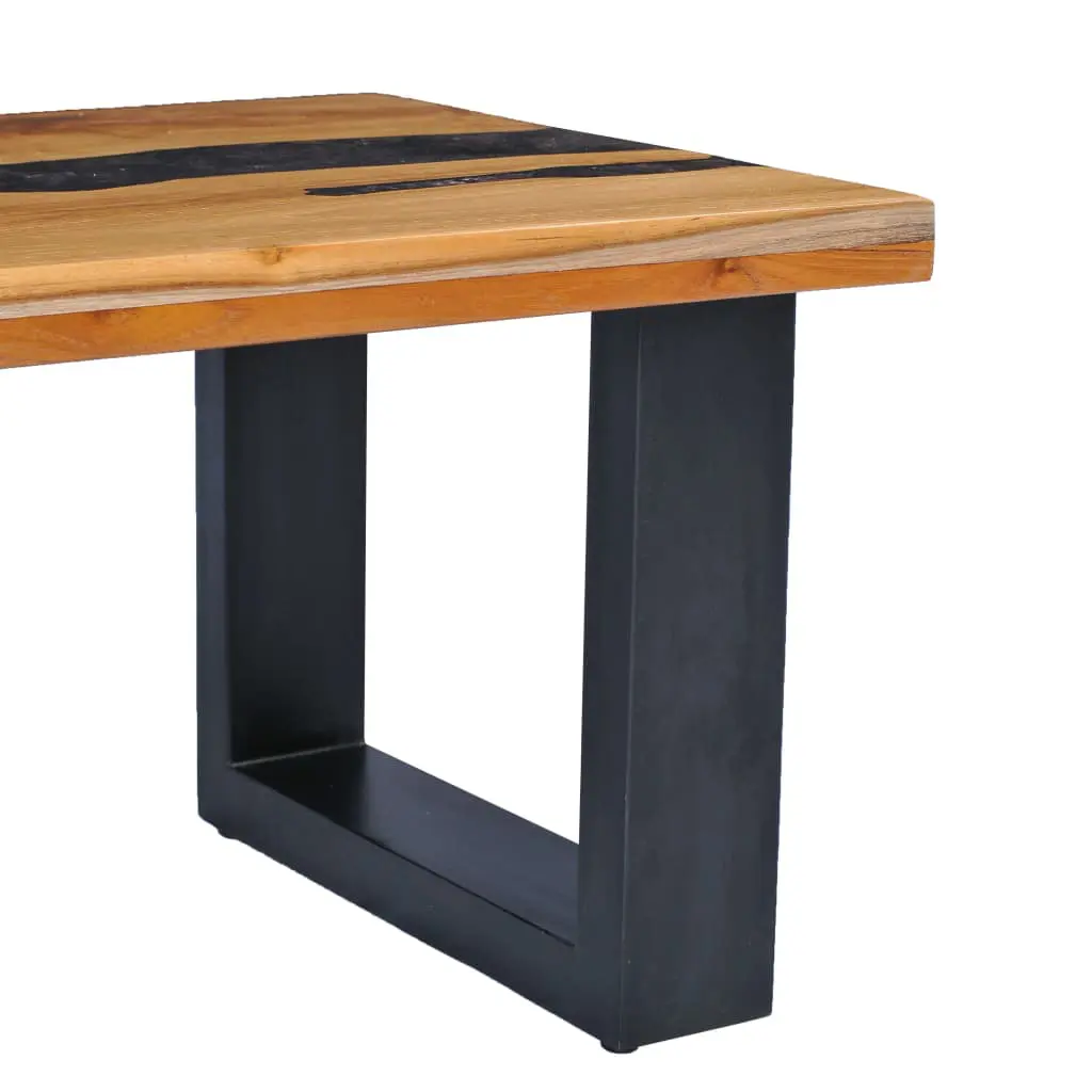 vidaXL Coffee Table 100x50x40 cm Solid Teak Wood and Polyresin