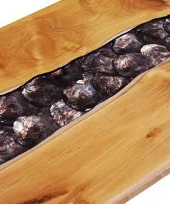 vidaXL Coffee Table 100x50x40 cm Solid Teak Wood and Polyresin