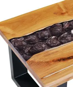 vidaXL Coffee Table 100x50x40 cm Solid Teak Wood and Polyresin
